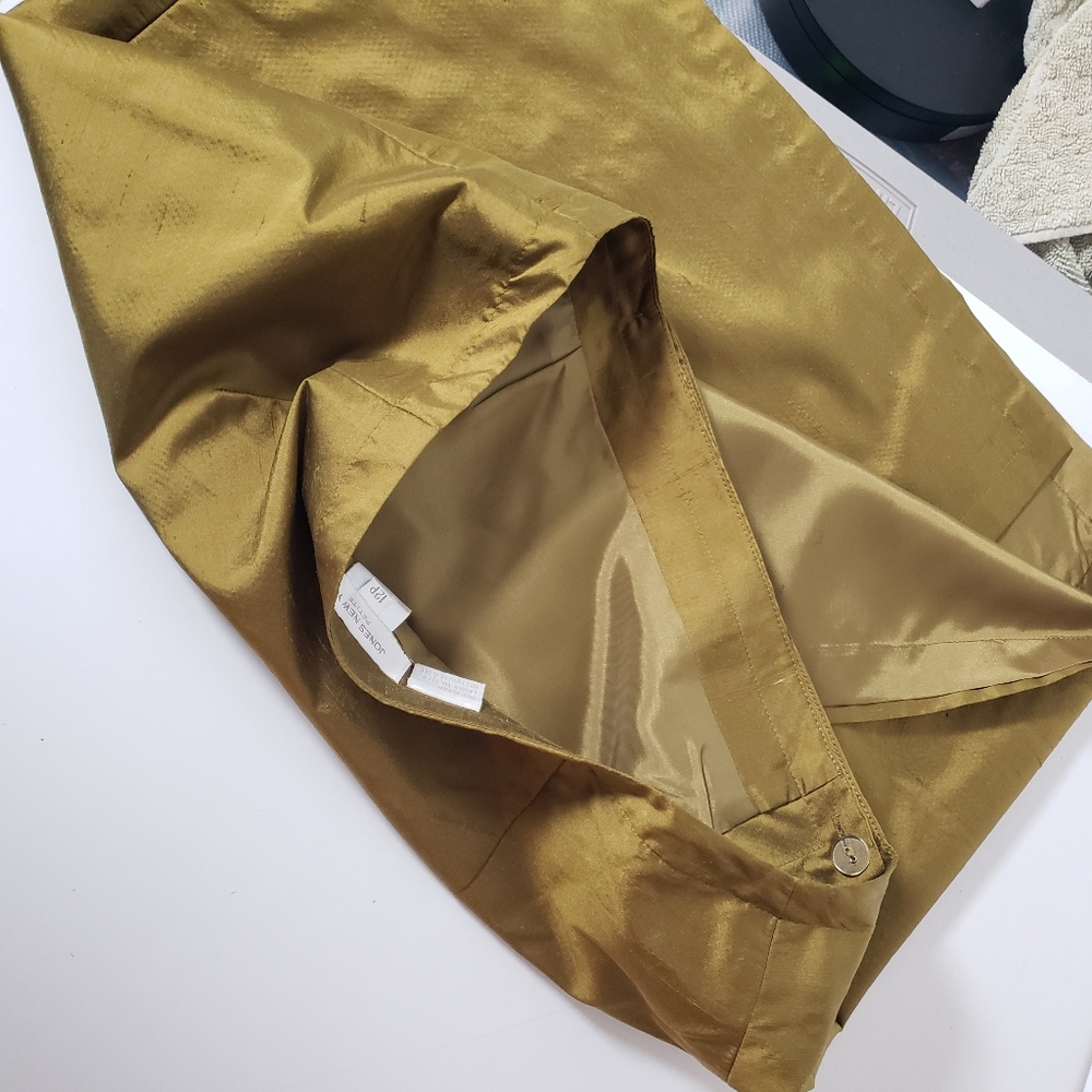 Jones NY Duponi Textured Silk Wrap Mini Skirt Army Olive Green Career Cocktails - Picture 4 of 16